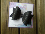 Black leopard print bow